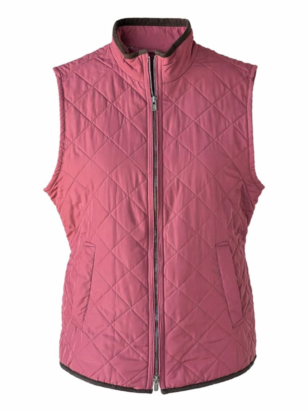 Masaschoni Quilted Vest Dusty Rose Mauve Zip Front Lightweight Size S